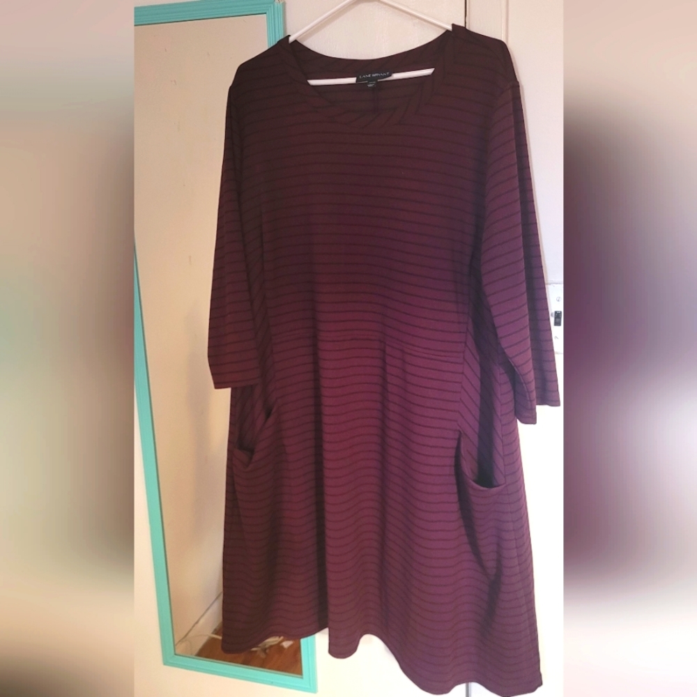 Red Striped A-Line Dress w/ Pockets